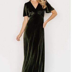 Vivian Velvet Maxi Dress, Olive